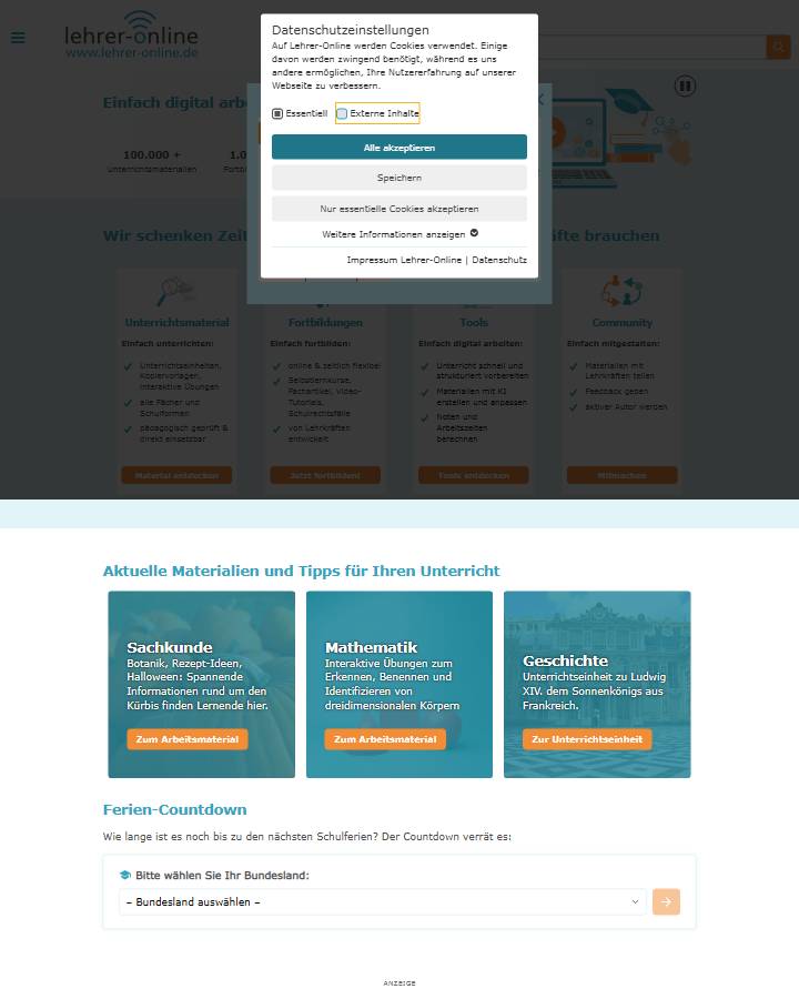 Lehrer-Online desktop
